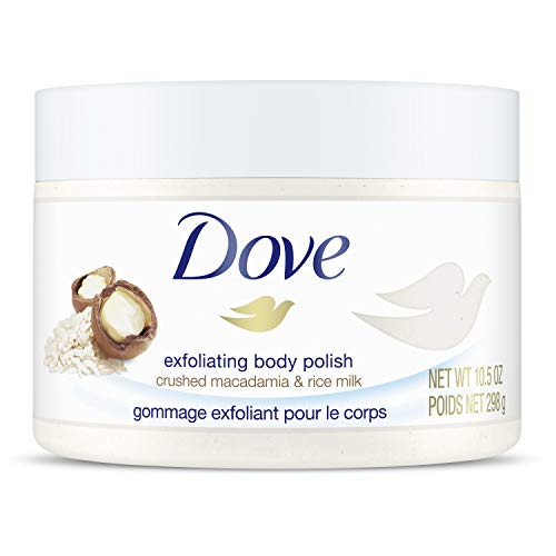 Dove Exfoliating Body Scrub To Help Revive Dry, Dull Skin Macadamia & Rice Milk Polishes and Nourishes Your Skin 10.5 oz